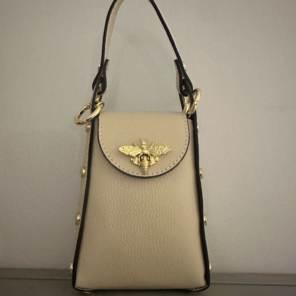 Made in Italy Elegant Cream Handbag with Gold Accents